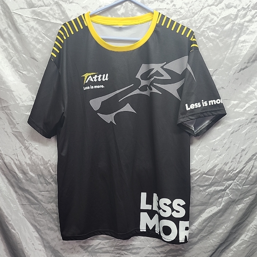Tattu Less Is More Graphic T Shirt Black Yellow Grey Womens 2XL